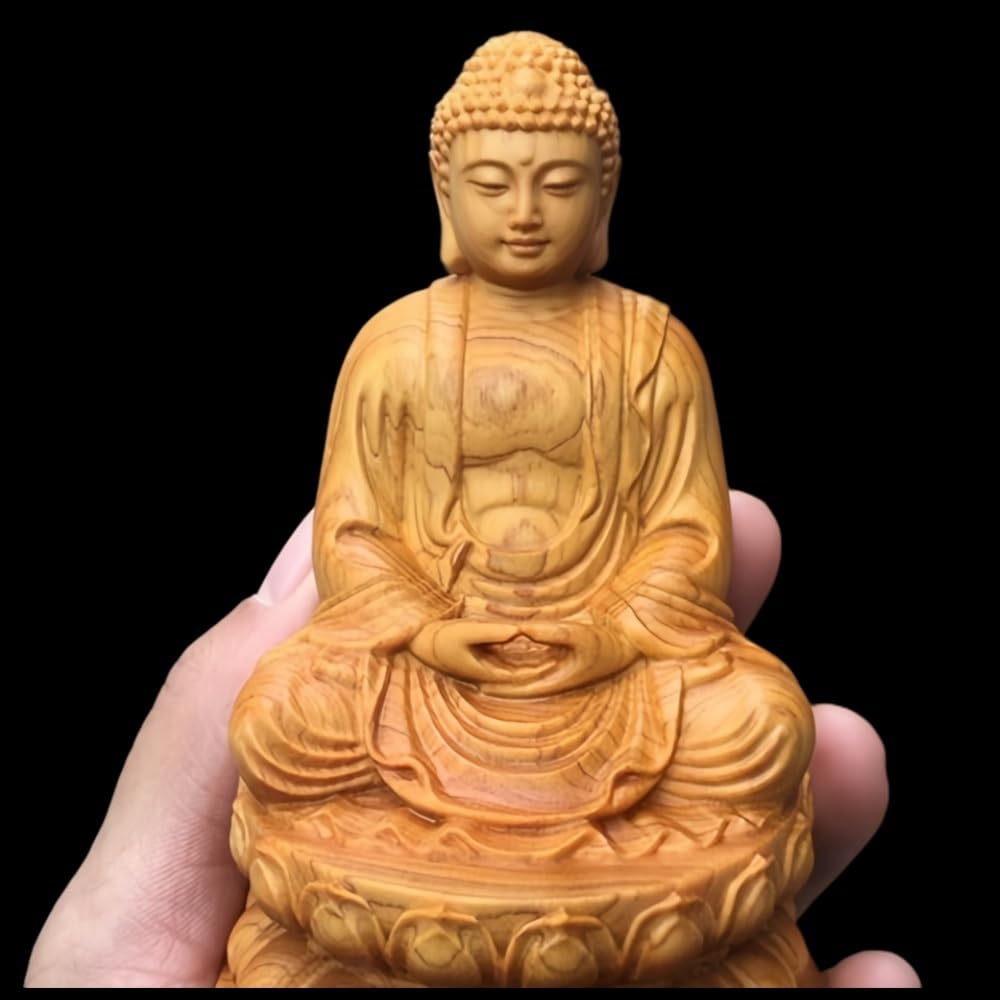 Amazon｜仏像 如来仏 木彫り 釈迦牟尼 装飾品 無垢材 工芸品